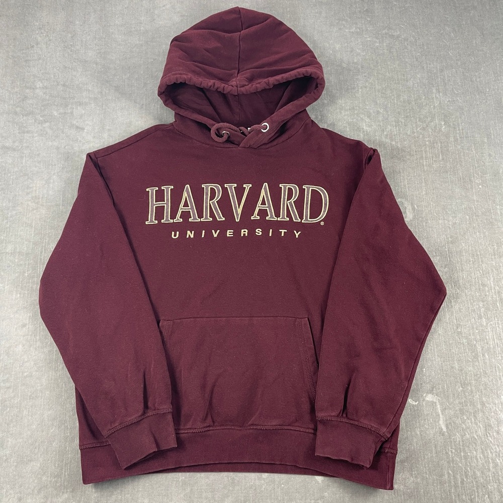 Harvard University Mens Large Maroon Hoodie Pullover Embroidered Logo